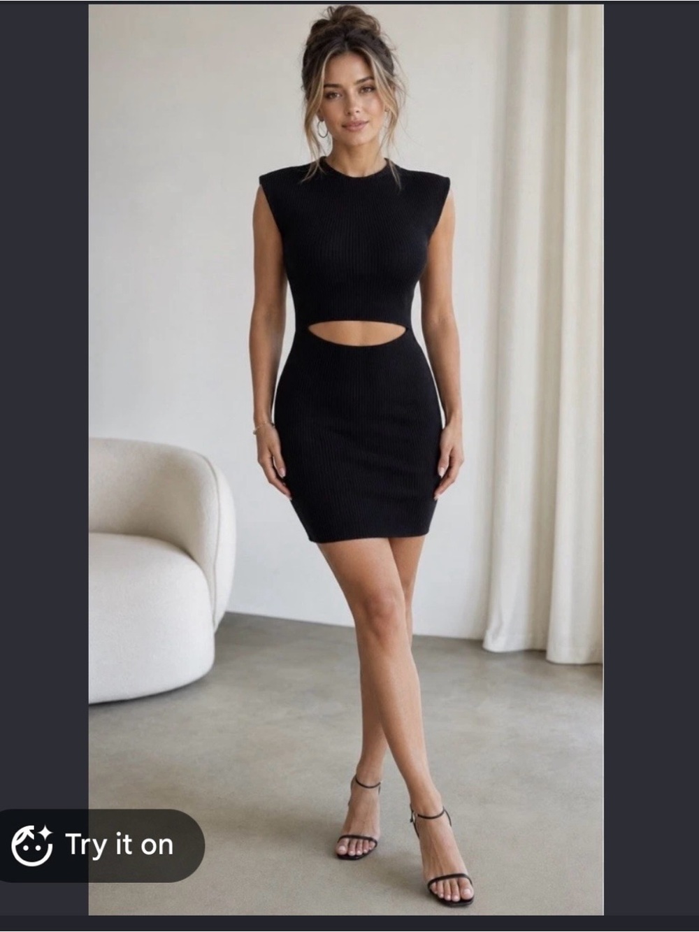 Aritzia NWT Wilfred Cut Out Knit Black Mini Dress XS